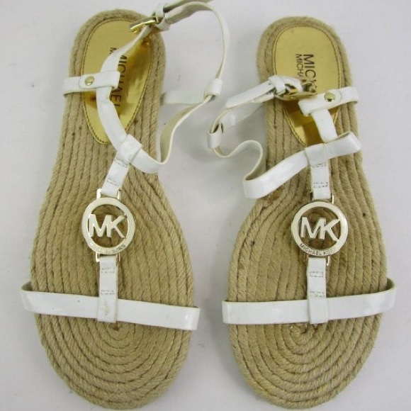 Michael Kors White/Gold Espadrilles with Rope Sole - Picture 1 of 1